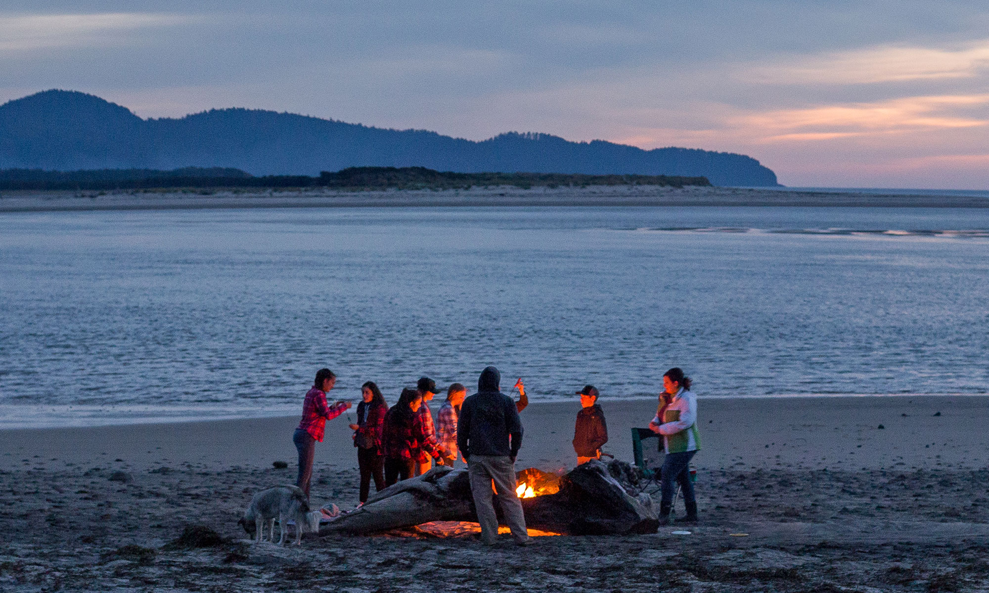 beach campfire evening