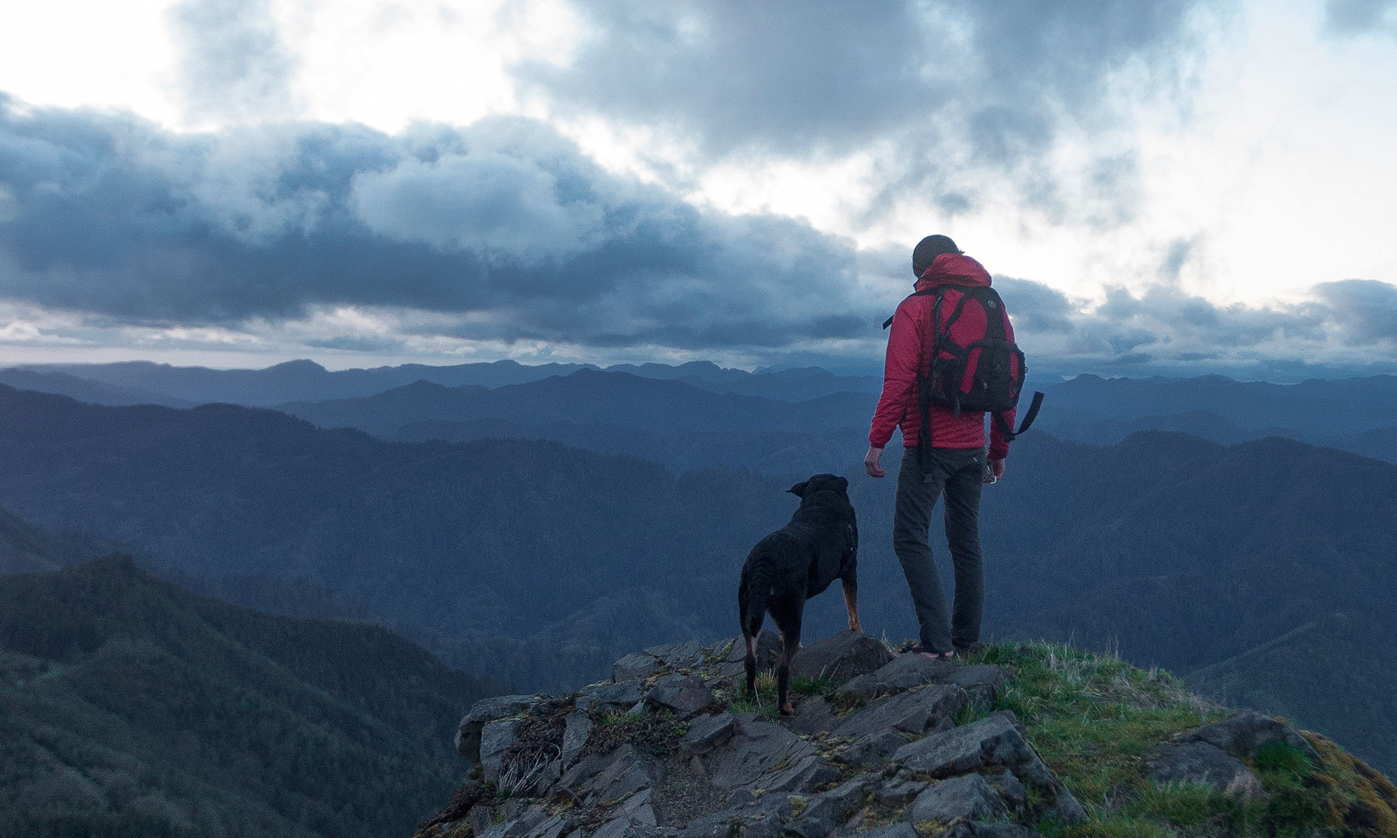 hiking mountain vista cloudy